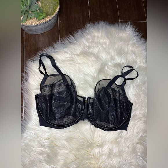Cacique black unlined balconet bra underwire sz 40F - Picture 1 of 3
